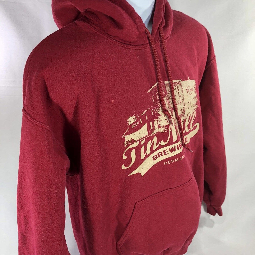 TIN MILL BREWING CO HOODIE MENS LARGE RED HERMANN MISSOURI HOODED SWEATSHIRT - Picture 4 of 10